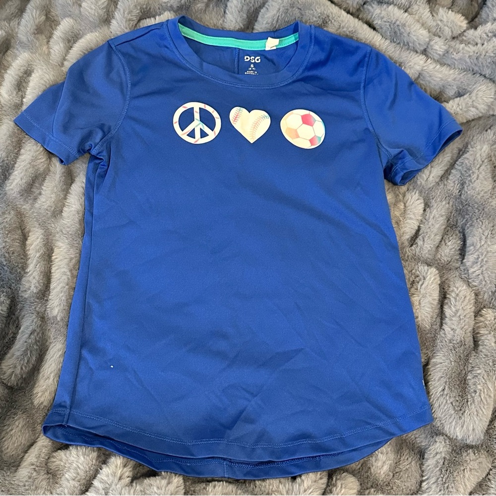 DSG Kids Peace Love Sports Blue Tee